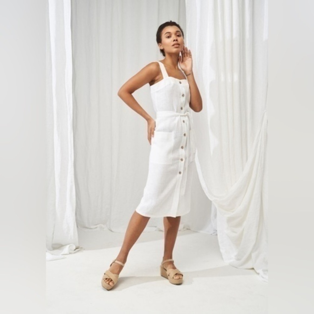BABATON ARITIZA BUTTON FRONT LINEN DRESS AVA